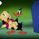 Porky Pig and Daffy Duck with a coffin